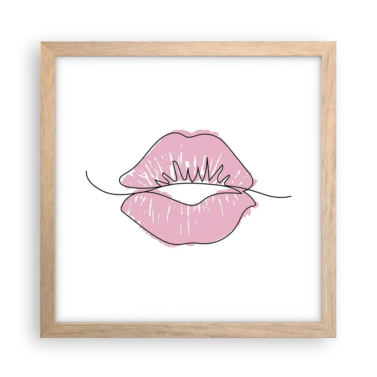 Póster en marco roble claro - ¿Listo para un beso? - 30x30 cm