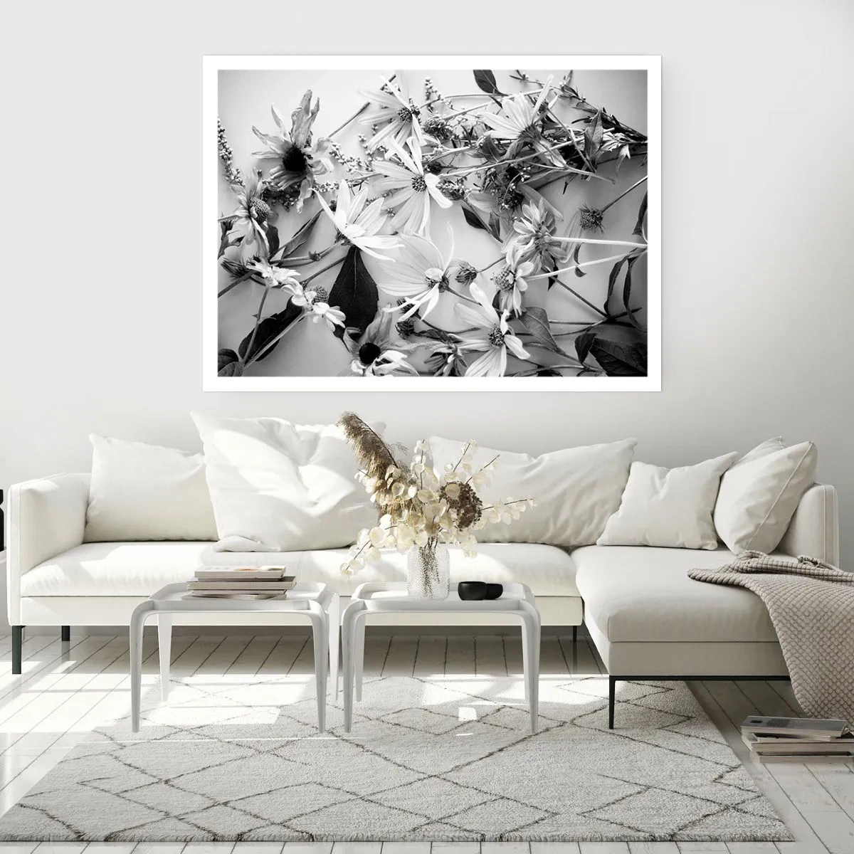 Póster - Arreglos florales en blanco y negro en un sutil estilo artístico. - 100x70cm - Un no ramo de flores - Decoración de pared moderna para salón y dormitorio ARTTOR