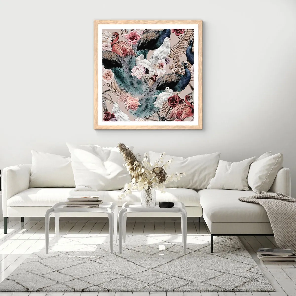 Póster en marco roble claro - En un jardín de palacio - 40x40 cm