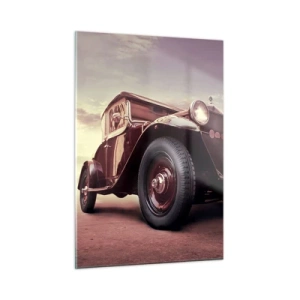 Cuadro sobre vidrio - Impresiones sobre Vidrio - Icónico coche clásico en tonos sepia al aire libre - 50x70cm - Volvamos a los maravillosos viejos tiempos... - Decoración de pared moderna para salón y dormitorio ARTTOR