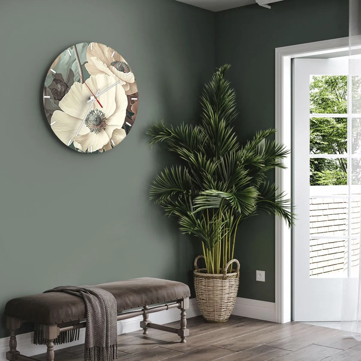 Reloj de pared - Reloj de vidrio - Susurro de amapolas - 40x40 cm