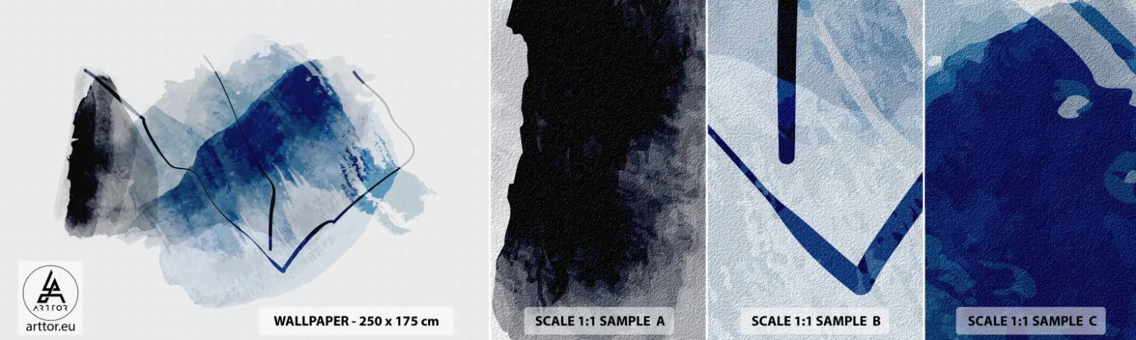 Muestra de fotomural autoadhesivo Deluxe Sticker - Montaña helada - Abstracción, Pedazo, Arte Moderno - 100x30 cm