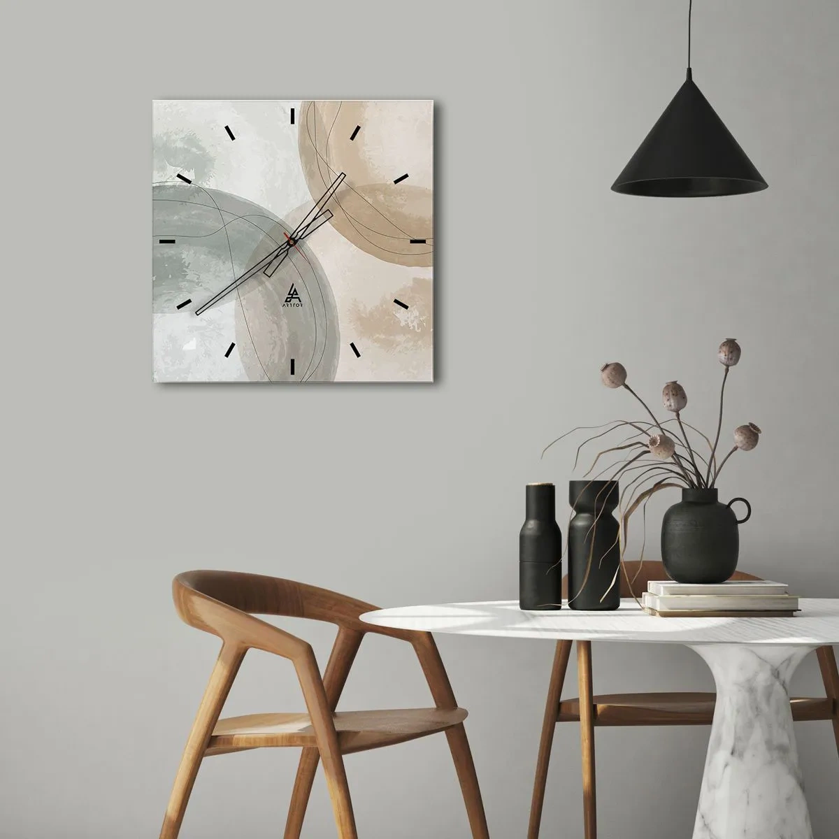 Reloj de pared - Reloj de vidrio - Mundos que se entrecruzan - 30x30 cm