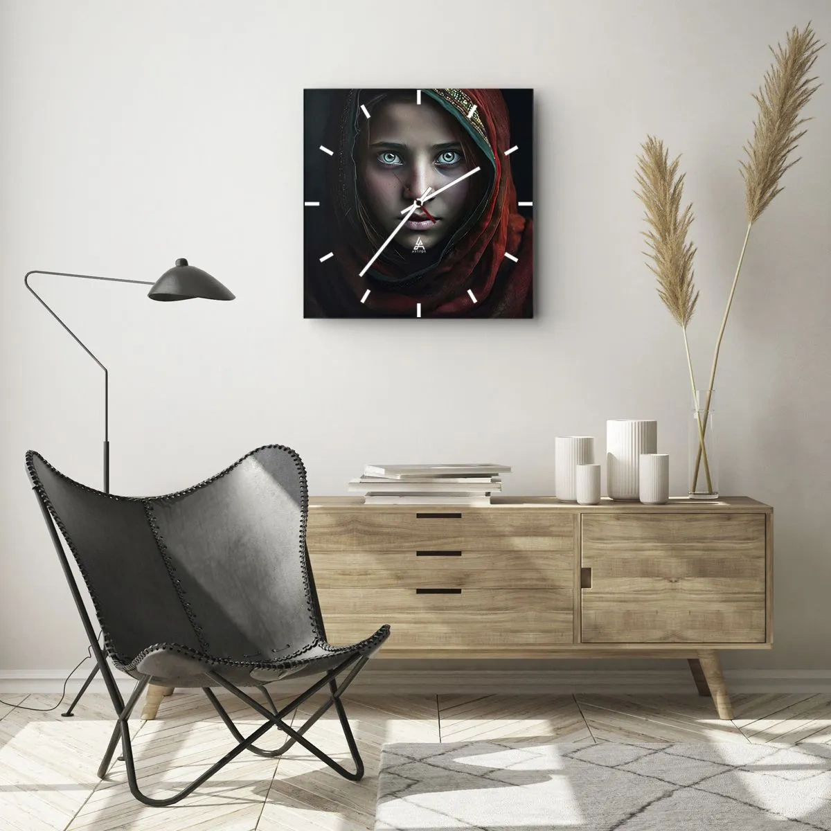 Reloj de pared - Reloj de vidrio - Princesa del Este - 30x30 cm