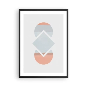 Póster en marco negro - Una composición abstracta de formas geométricas y colores pastel. - 50x70cm - Arte geométrico - Decoración de pared moderna para salón y dormitorio ARTTOR