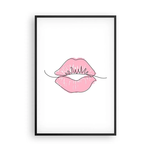 Póster en marco negro - ¿Listo para un beso? - 61x91 cm