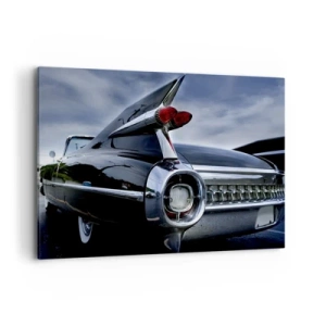 Cuadro sobre lienzo - Impresión de Imagen - Un coche retro clásico con cromo brillante y aletas. - 120x80cm - ¡Por eso es hermoso! - Decoración de pared moderna para salón y dormitorio ARTTOR