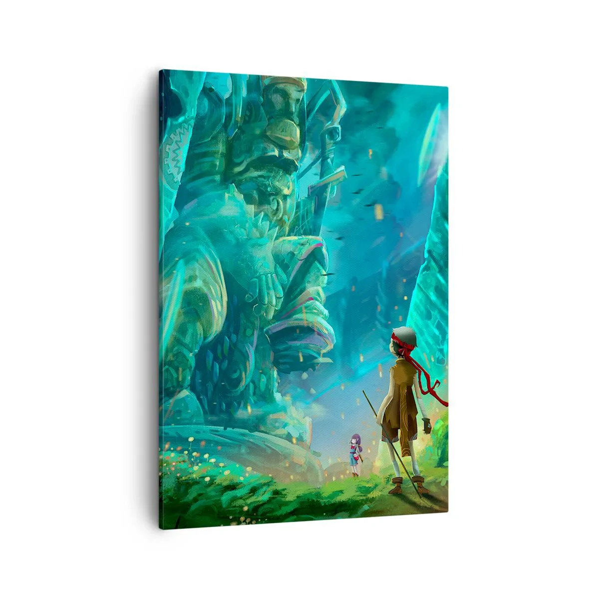 Cuadro sobre lienzo - Impresión de Imagen - Bosque mágico con personaje explorador. - 50x70cm - Del gran libro de los cuentos de hadas - Decoración de pared moderna para salón y dormitorio ARTTOR