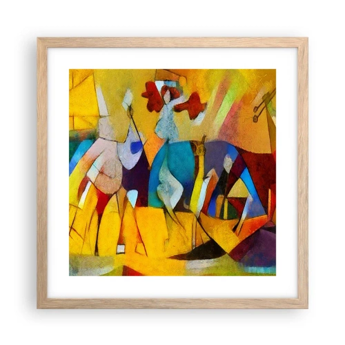 Póster en marco roble claro - Sol - vida - alegría - 40x40 cm