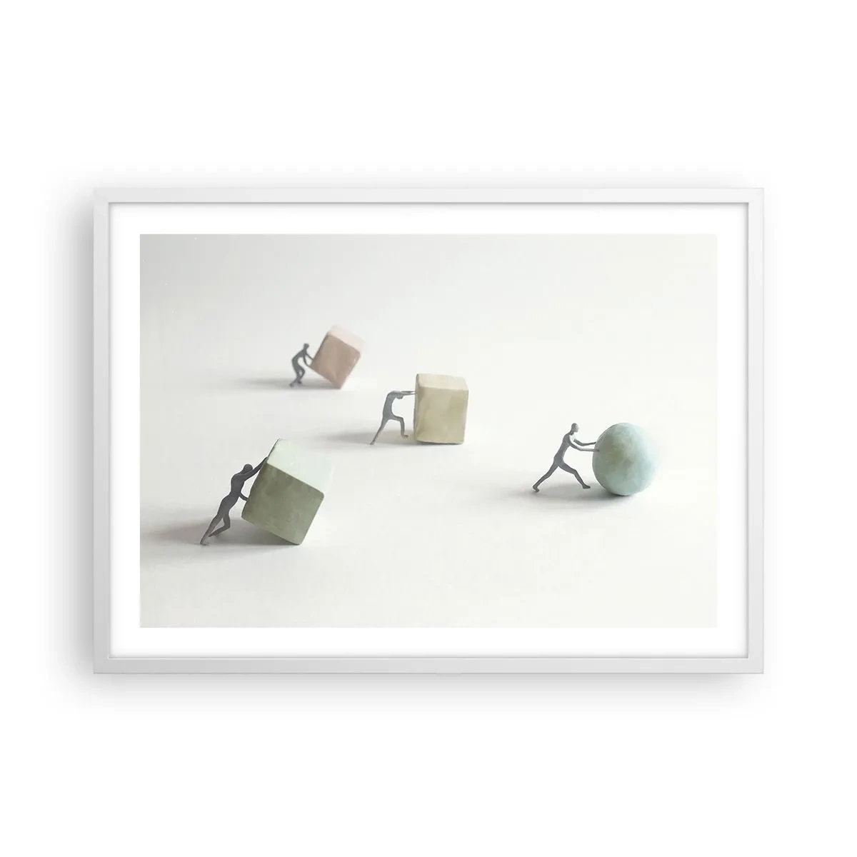 Póster en marco blanco - El avance de la geometría - 70x50 cm