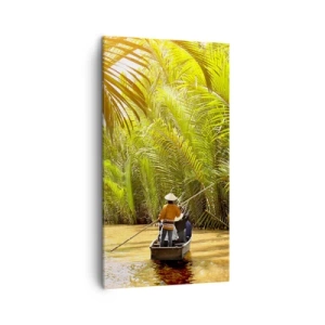 Cuadro sobre lienzo - Impresión de Imagen - En un túnel de palmeras - 45x80 cm