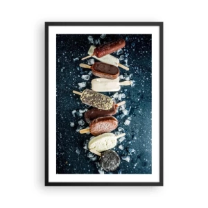 Póster en marco negro - Paletas variadas rodeadas de hielo contra un cielo oscuro - 50x70cm - El sabor del verano caluroso - Decoración de pared moderna para salón y dormitorio ARTTOR