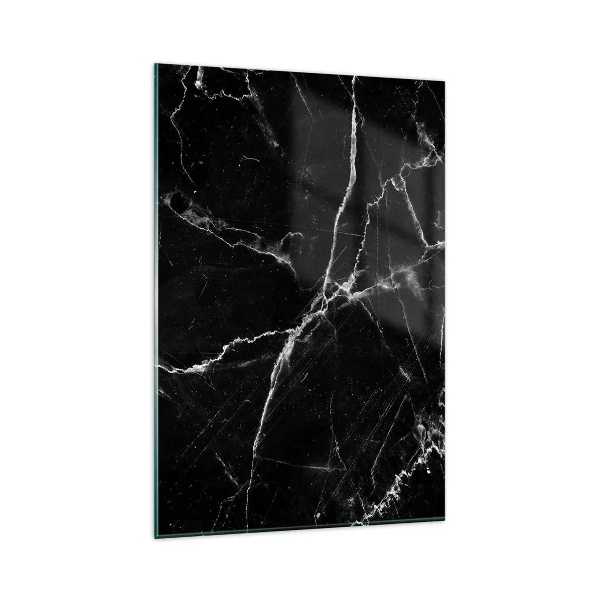 Cuadro sobre vidrio - Impresiones sobre Vidrio - Mármol negro con vetas blancas en el detalle. - 80x120cm - La vida secreta de la piedra - Decoración de pared moderna para salón y dormitorio ARTTOR