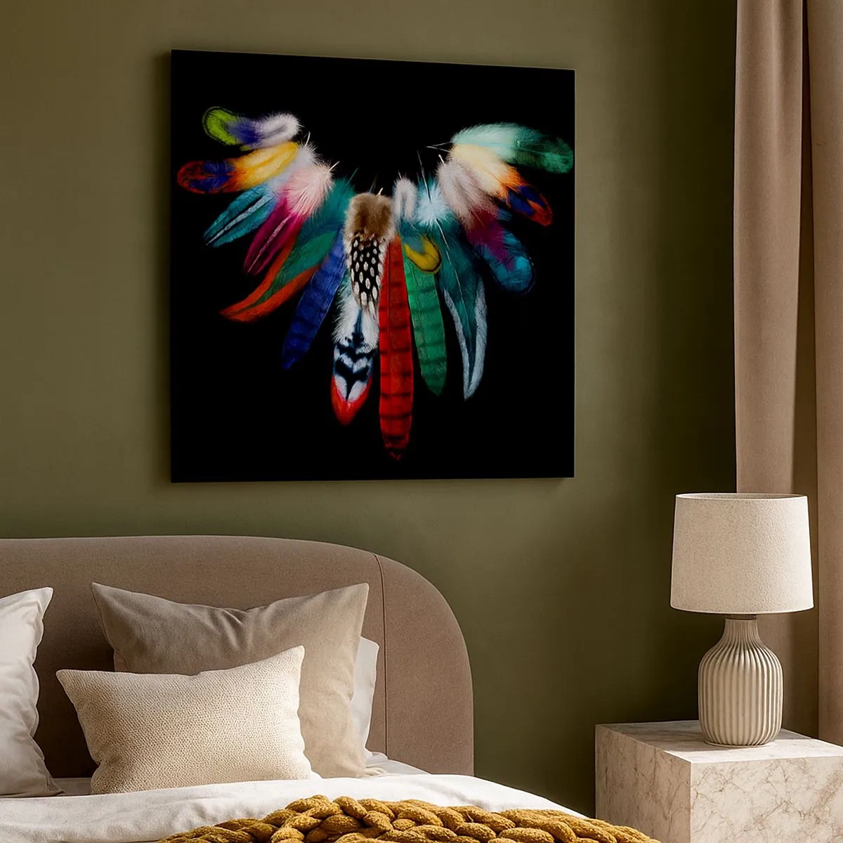 Cuadro sobre lienzo - Impresión de Imagen - Collar indio - 30x30 cm