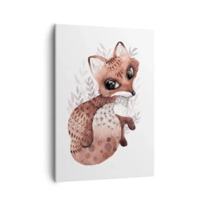 Cuadro sobre lienzo - Impresión de Imagen - Un lindo zorro de acuarela sobre un fondo claro. - 50x70cm - Dulzura y amor - Decoración de pared moderna para salón y dormitorio ARTTOR