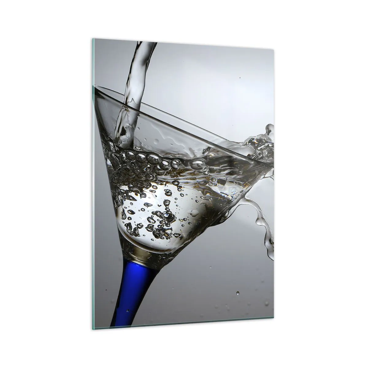 Cuadro sobre vidrio - Impresiones sobre Vidrio - Agua salpicando en una copa de martini - 50x70cm - Agua cristalina en vaso de vidrio - Decoración de pared moderna para salón y dormitorio ARTTOR