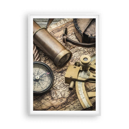 Póster en marco blanco - Establecer un rumbo - 70x100 cm