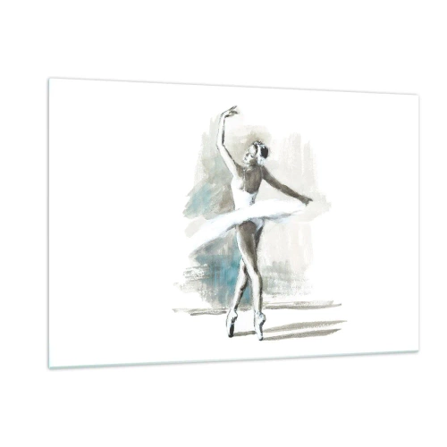 Cuadro sobre vidrio - Impresiones sobre Vidrio - Una bailarina en una pose de danza clásica. - 120x80cm - Encantada por un cisne - Decoración de pared moderna para salón y dormitorio ARTTOR