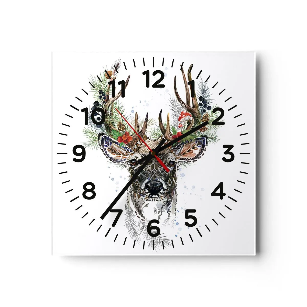 Reloj de pared - Reloj de vidrio - Con vestimenta festiva - 30x30 cm