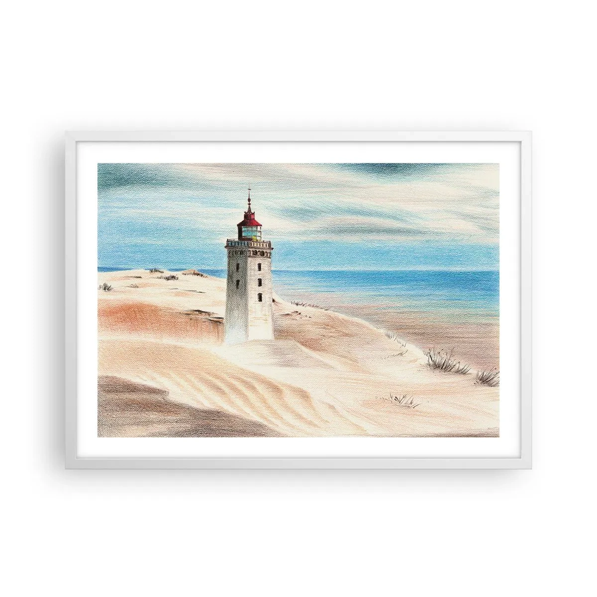 Póster en marco blanco - Siempre mirando al mar - 70x50 cm