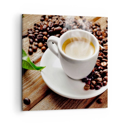 Cuadro sobre lienzo - Impresión de Imagen - Café en el banco - 50x50 cm