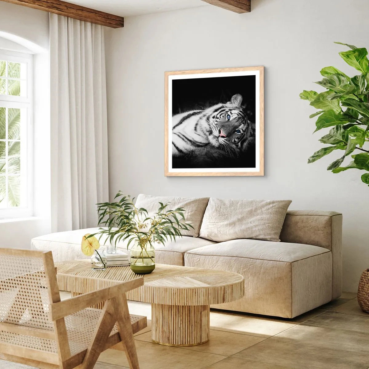 Póster en marco roble claro - Salvaje y tranquilo - 30x30 cm