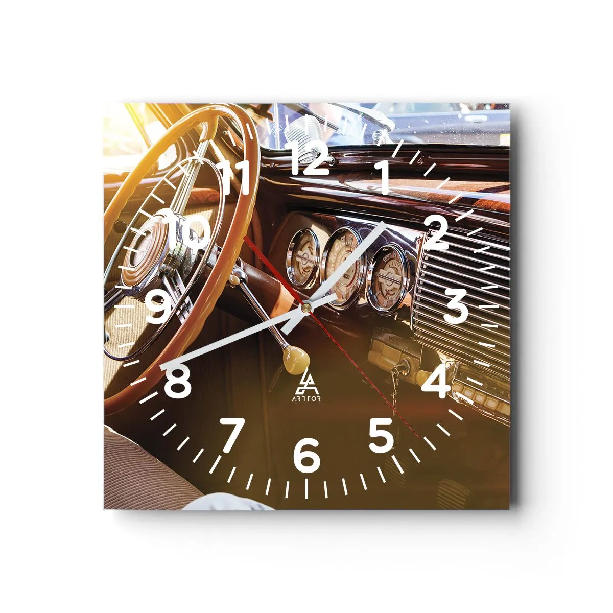 Reloj de pared - Reloj de vidrio - Un soplo de lujo del pasado - 40x40 cm