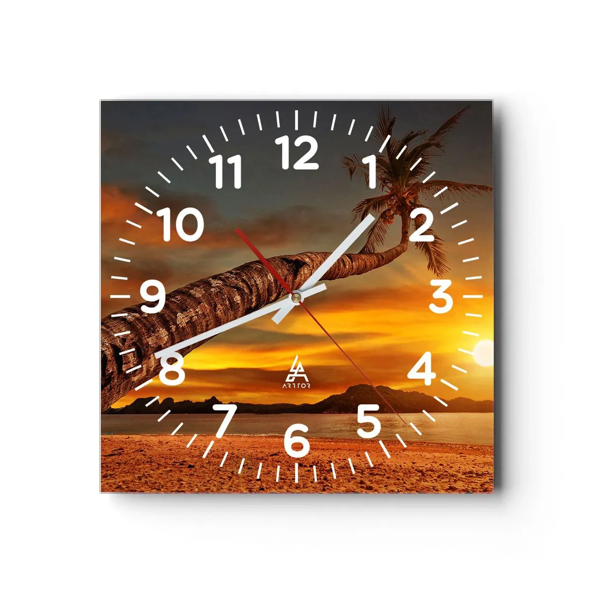Reloj de pared - Reloj de vidrio - Vacaciones exóticas, aventura en el Caribe - 40x40 cm