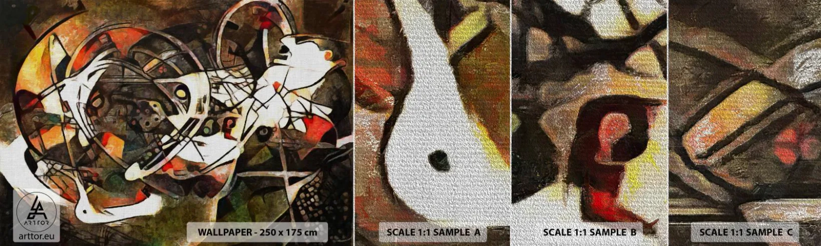 Muestra de fotomural Premium Sand - ¿Oyes el movimiento? - Abstracción, Cubismo, Pedazo - 100x30 cm