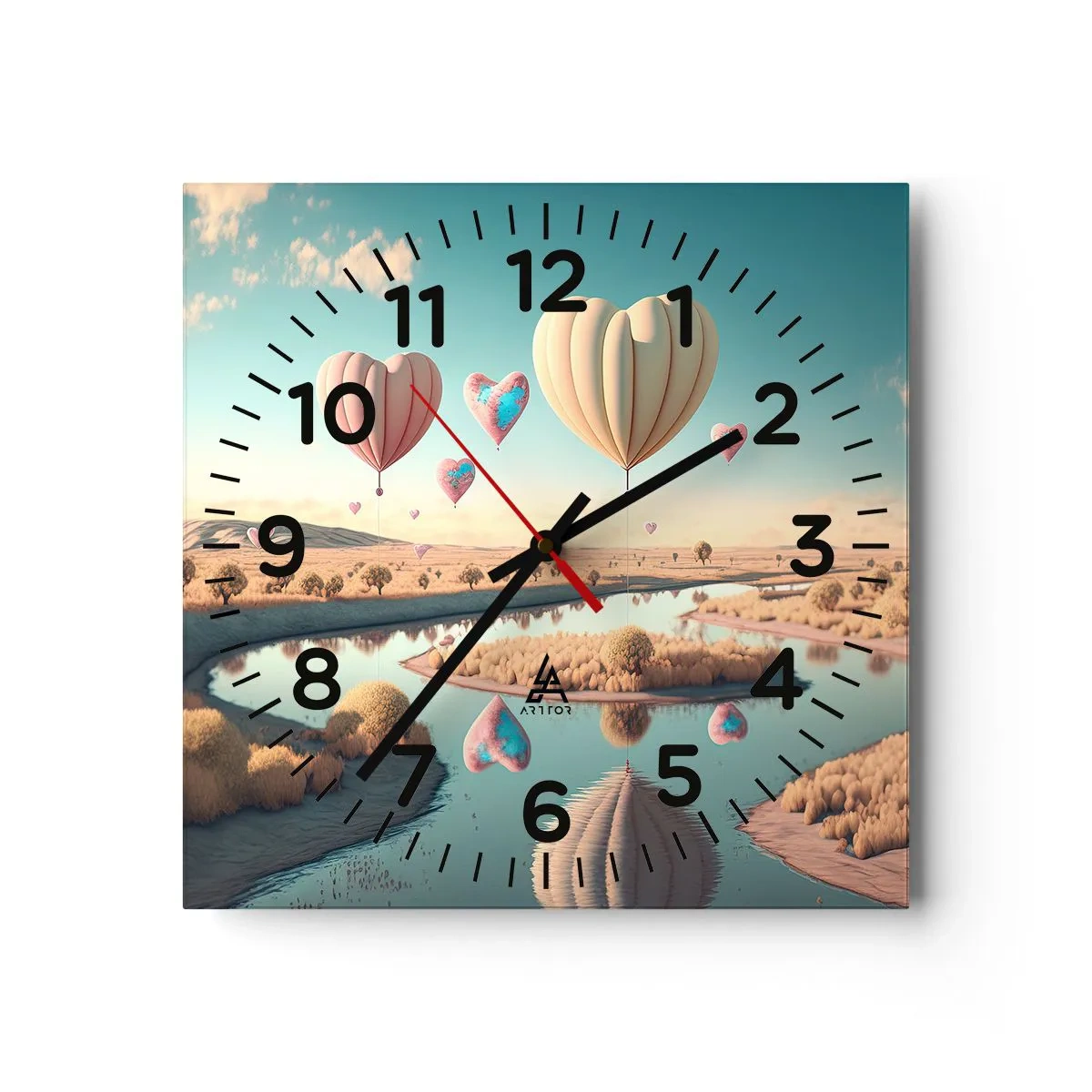 Reloj de pared - Reloj de vidrio - El amor te hace volar - 40x40 cm