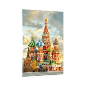 Cuadro sobre vidrio - Impresiones sobre Vidrio - Una catedral colorida con cúpulas características - 70x100cm - Palacio de ensueño - Decoración de pared moderna para salón y dormitorio ARTTOR