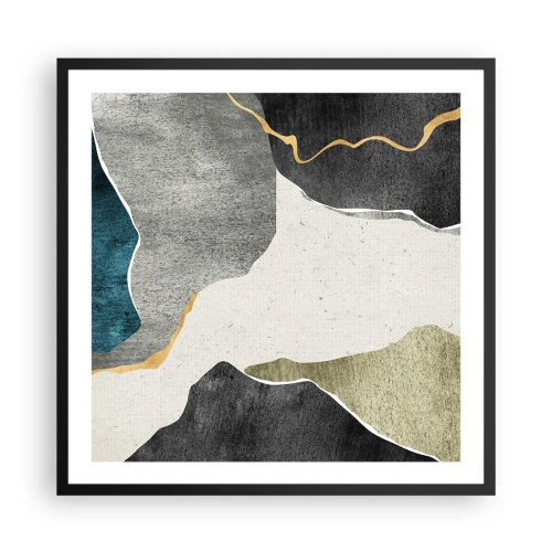 Póster en marco negro - Composición en mosaico con una hebra de oro - 60x60 cm