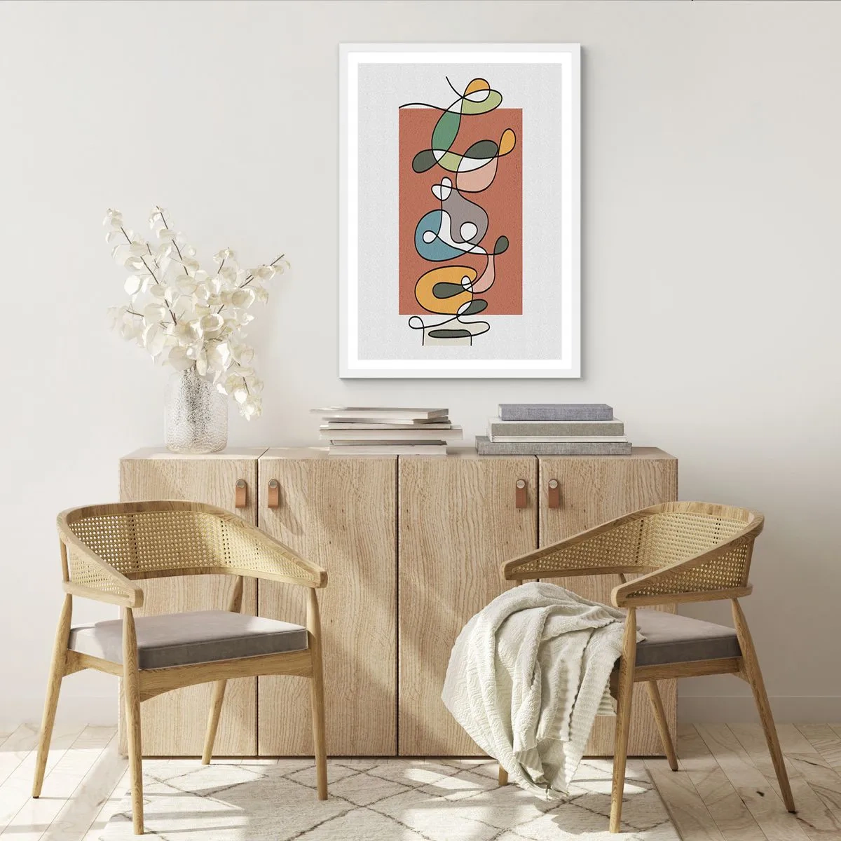 Póster en marco blanco - Abstracción: una maraña de colores - 70x100 cm