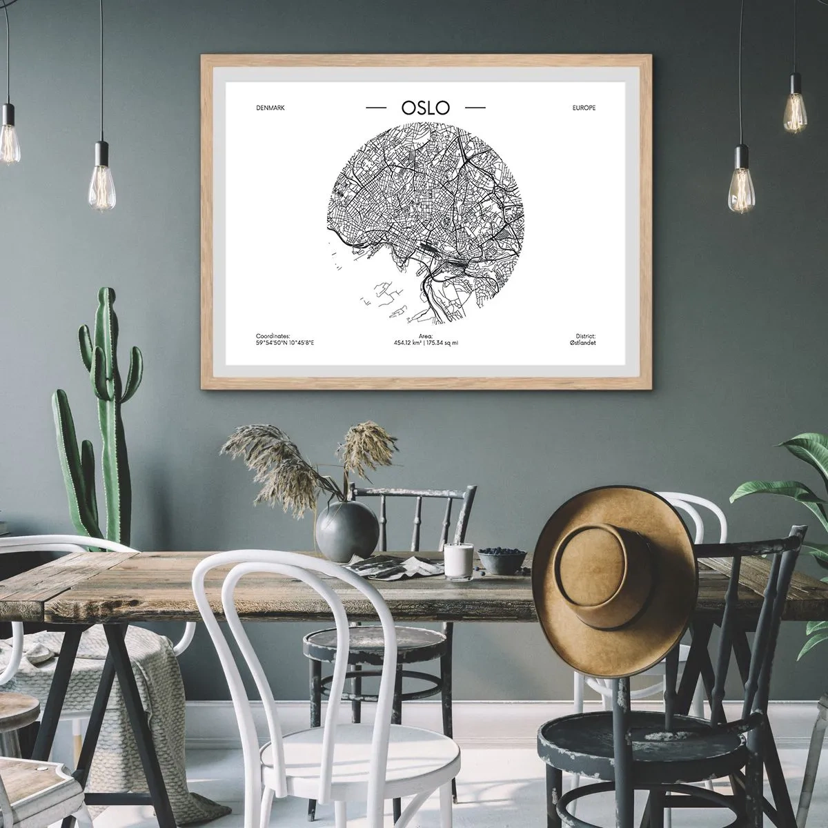 Póster en marco roble claro - Anatomía de Oslo - 50x40 cm