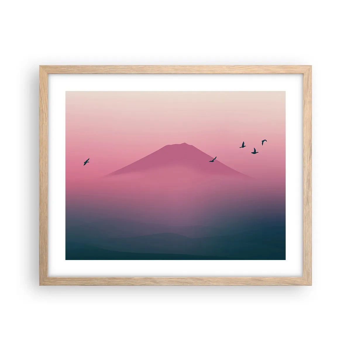 Póster en marco roble claro - Sobre las nubes - 50x40 cm