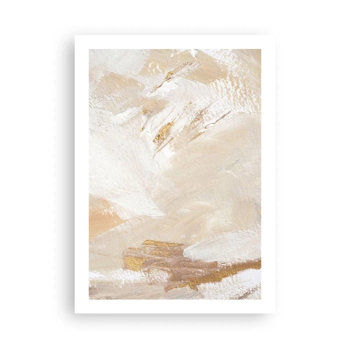 Póster - Pinceladas abstractas en beige y dorado - 50x70cm - Composición en pastel - Decoración de pared moderna para salón y dormitorio ARTTOR