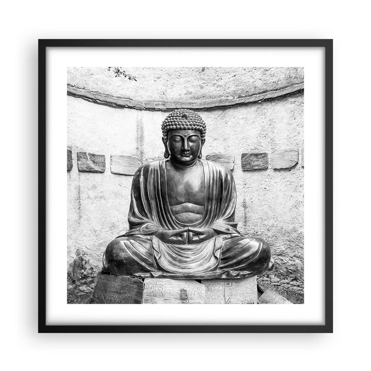 Póster en marco negro - En la fuente de la paz - 50x50 cm