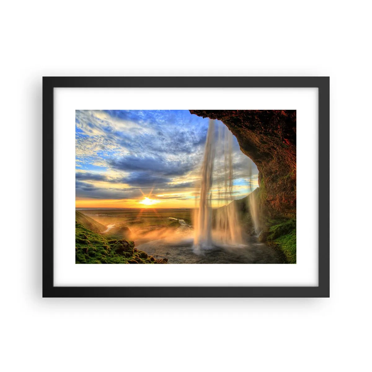 Póster en marco negro - El mundo tras el velo de las gotas - 40x30 cm