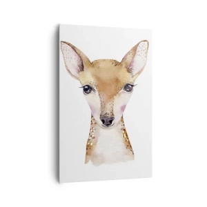 Cuadro sobre lienzo - Impresión de Imagen - Retrato en acuarela de un corzo joven sobre un fondo blanco - 80x120cm - La naturaleza de la inocencia - Decoración de pared moderna para salón y dormitorio ARTTOR