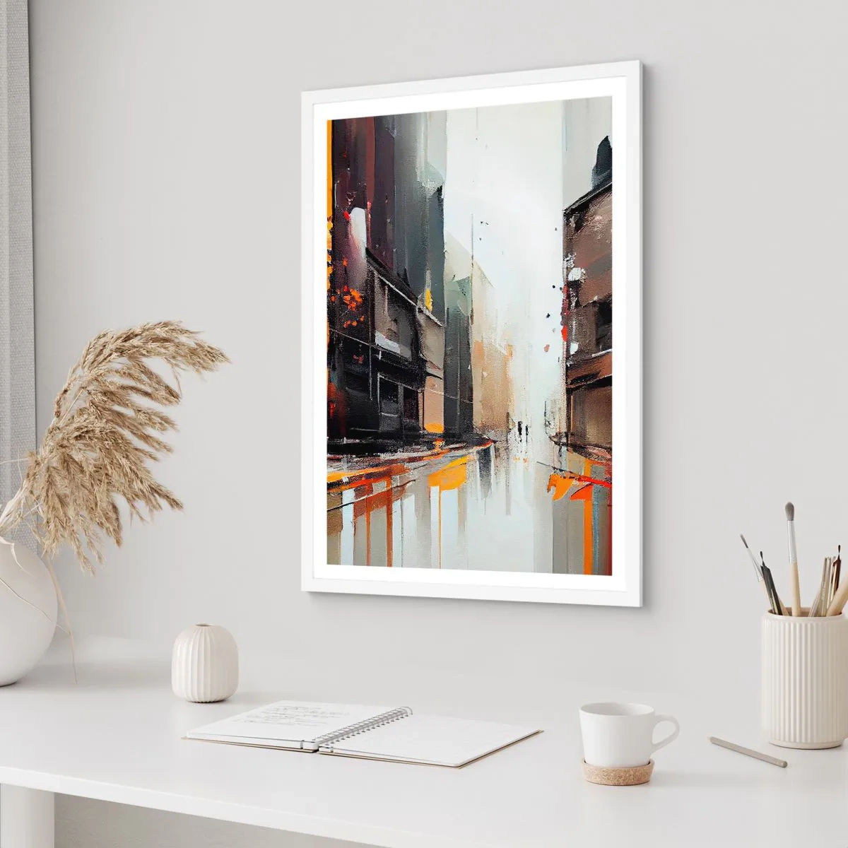 Póster en marco blanco - Día lluvioso - 40x50 cm