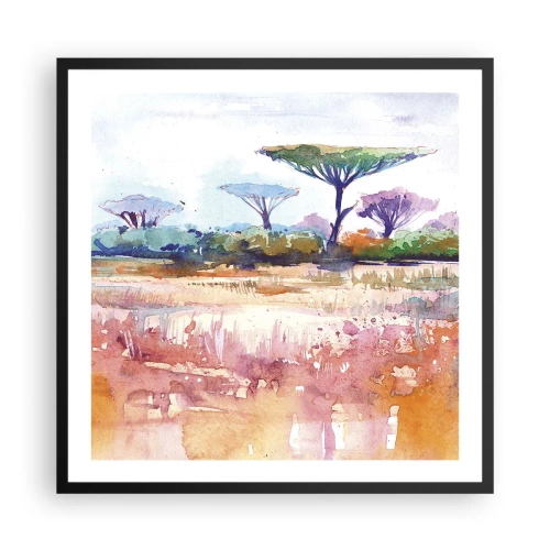 Póster en marco negro - Colores de la sabana - 60x60 cm