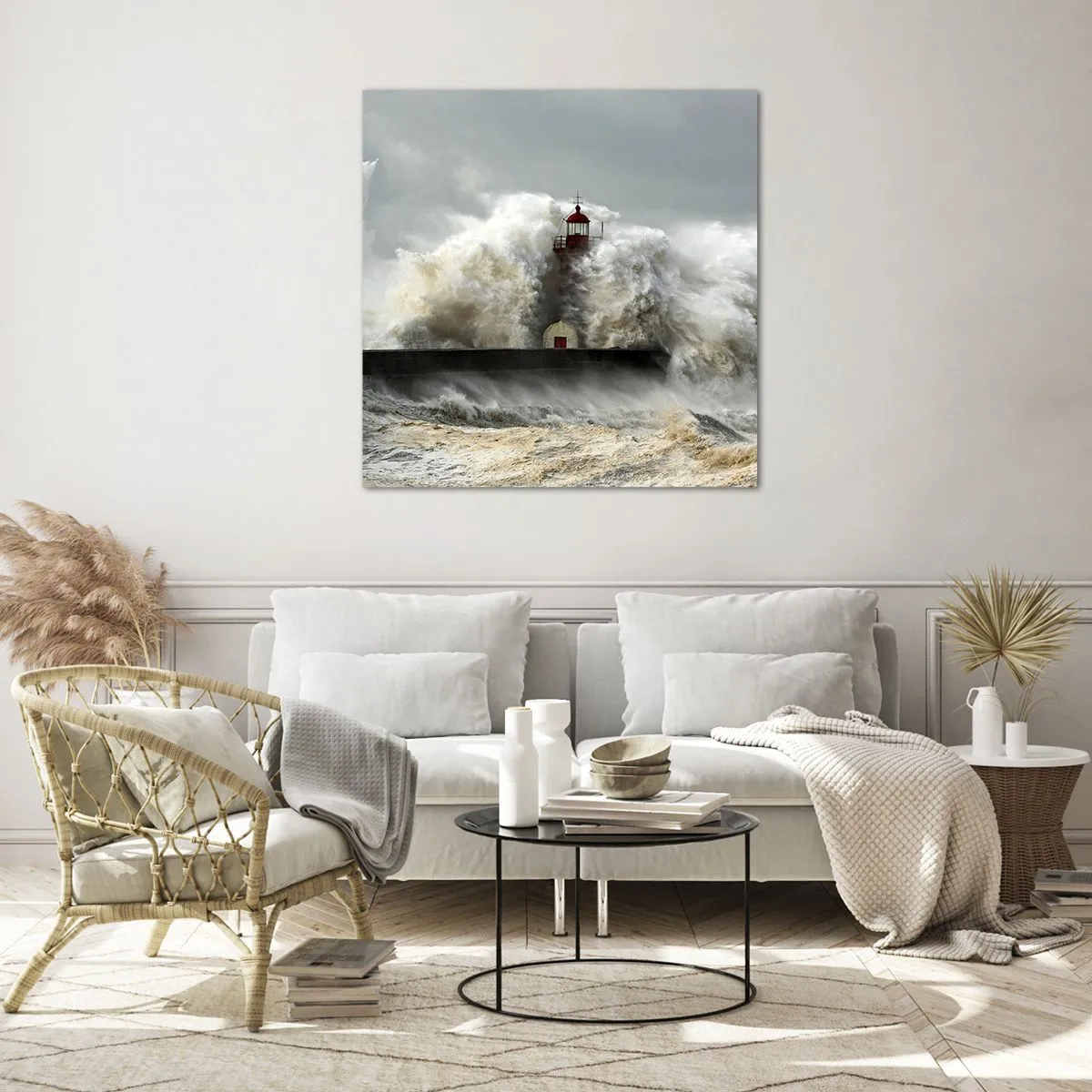 Cuadro sobre vidrio - Impresiones sobre Vidrio - La furia del océano - 70x70 cm