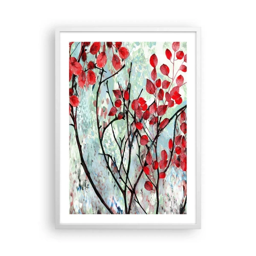 Póster en marco blanco - Un árbol en escarlata - 50x70 cm