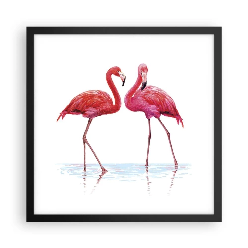 Póster en marco negro - Cita rosada - 40x40 cm