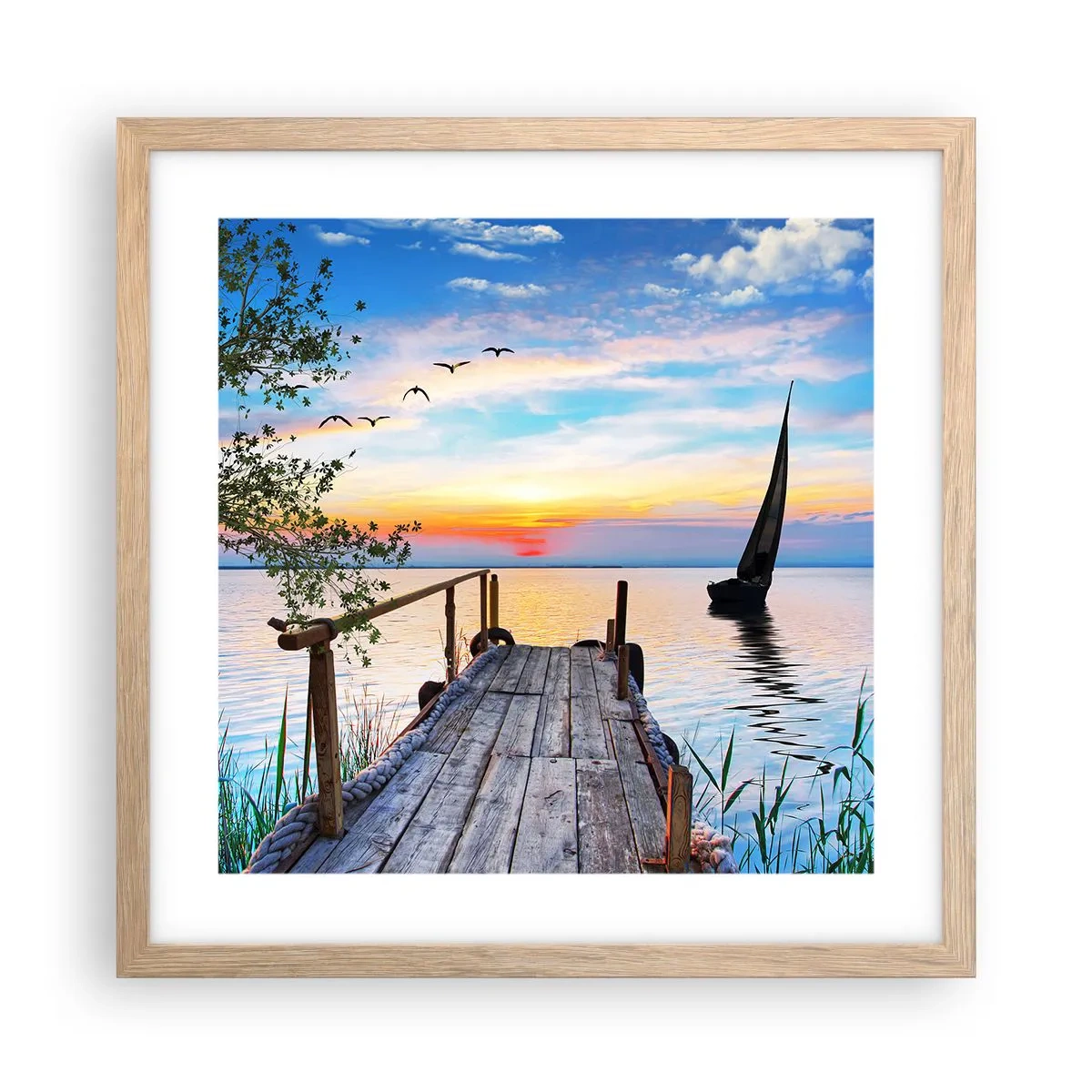 Póster en marco roble claro - Que llegue la noche - 40x40 cm