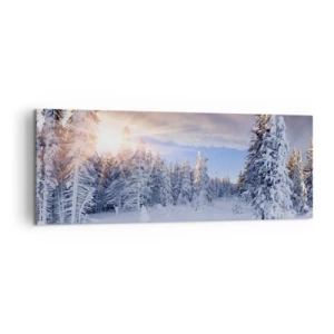 Cuadro sobre lienzo - Impresión de Imagen - Paisaje invernal con un bosque nevado al atardecer - 140x50cm - Un espectáculo de naturaleza nevada - Decoración de pared moderna para salón y dormitorio ARTTOR