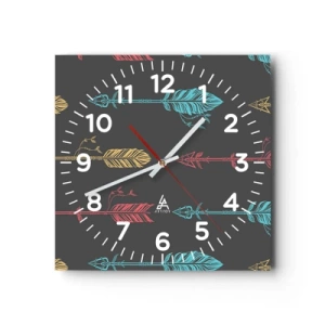 Reloj de pared - Reloj de vidrio - Flechas - 40x40 cm