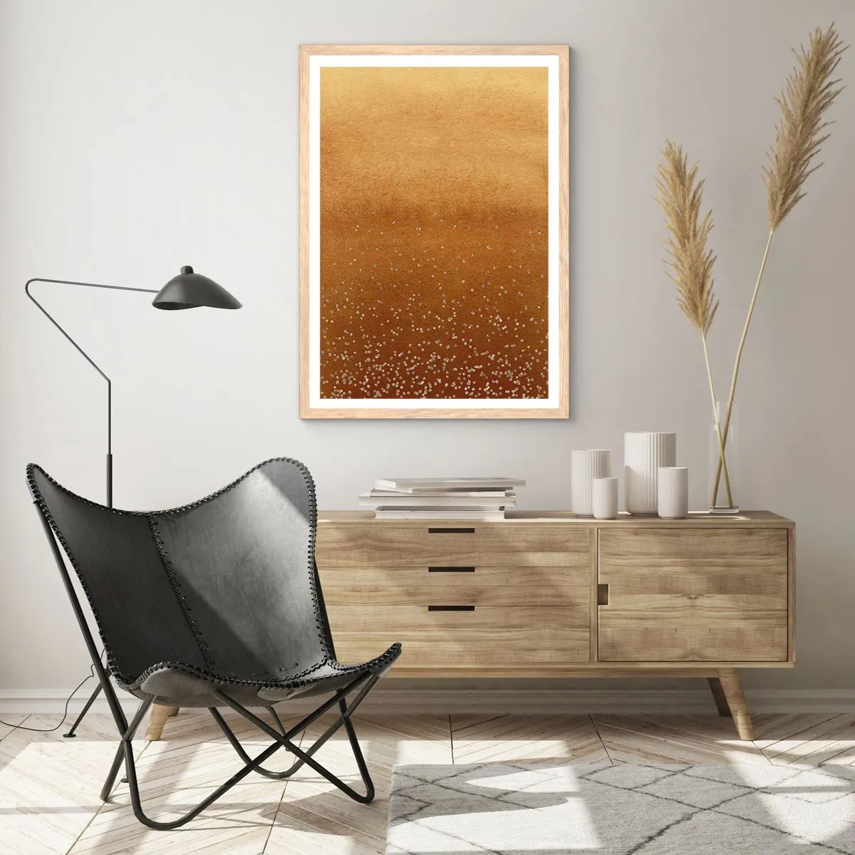 Póster en marco roble claro - Nacimiento de la luz - 50x70 cm
