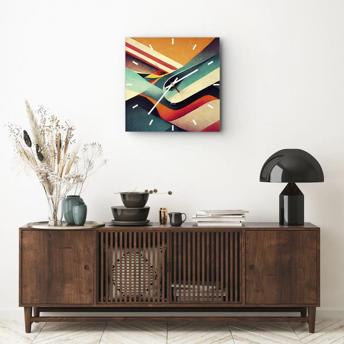 Reloj de pared - Reloj de vidrio - Composición intensa - 30x30 cm