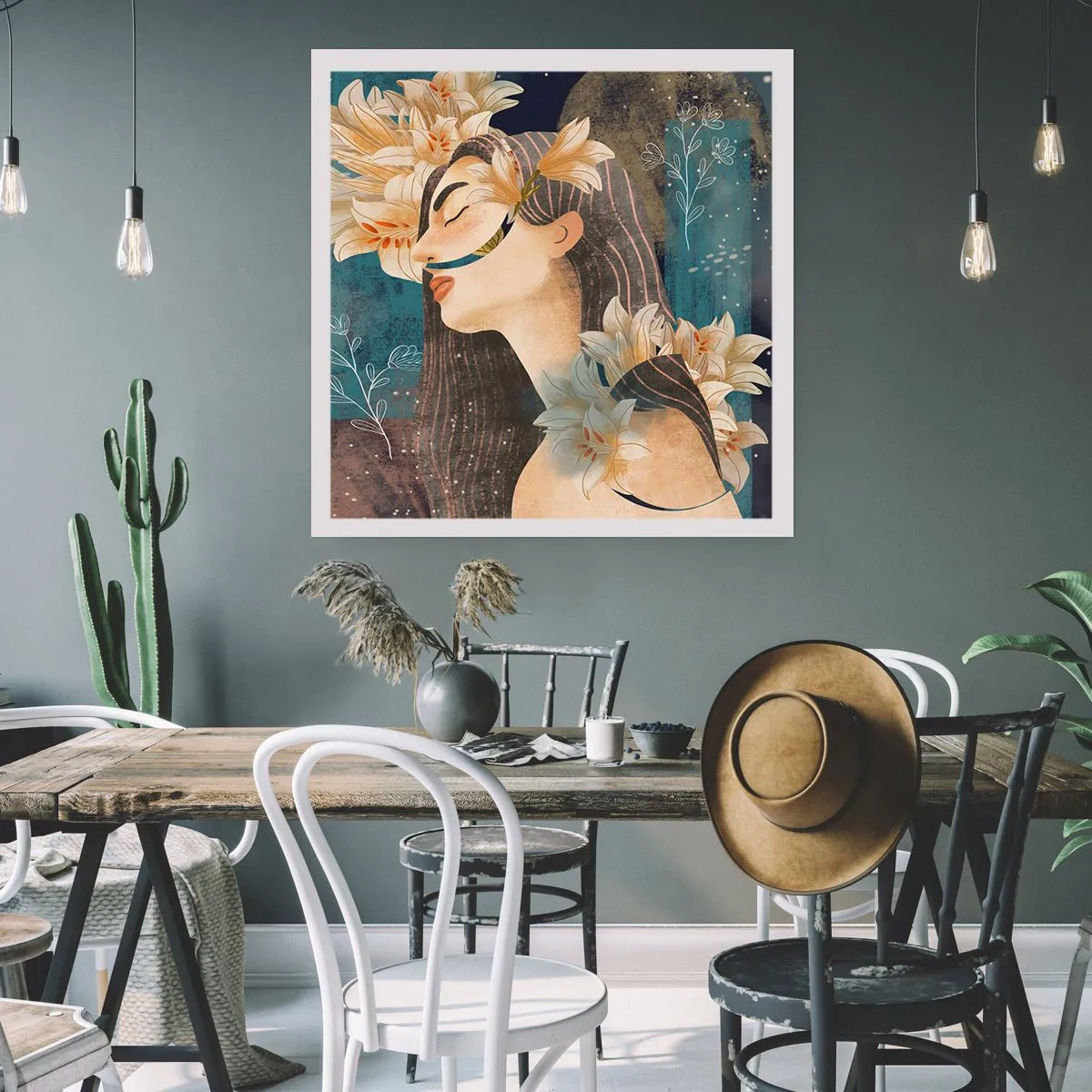 Póster - Cuento de princesa con lirios - 40x40 cm